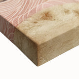 Close-up of an abstract landscape wall art piece on stretched canvas, showcasing vibrant colors and intricate textures, perfect for modern home decor.