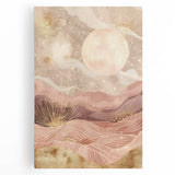 Abstract landscape wall art on stretched canvas showcasing vibrant colors and dynamic shapes, ideal for modern home decor. Perfect for adding a creative touch to living spaces.