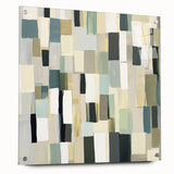 Contemporary Abstract Canvas – Earthy Grid in Olive, Beige & Sage