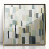 Contemporary Abstract Canvas – Earthy Grid in Olive, Beige & Sage