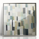 Contemporary Abstract Canvas – Earthy Grid in Olive, Beige & Sage