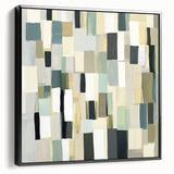 Contemporary Abstract Canvas – Earthy Grid in Olive, Beige & Sage