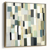 Contemporary Abstract Canvas – Earthy Grid in Olive, Beige & Sage