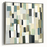 Contemporary Abstract Canvas – Earthy Grid in Olive, Beige & Sage