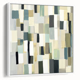 Contemporary Abstract Canvas – Earthy Grid in Olive, Beige & Sage