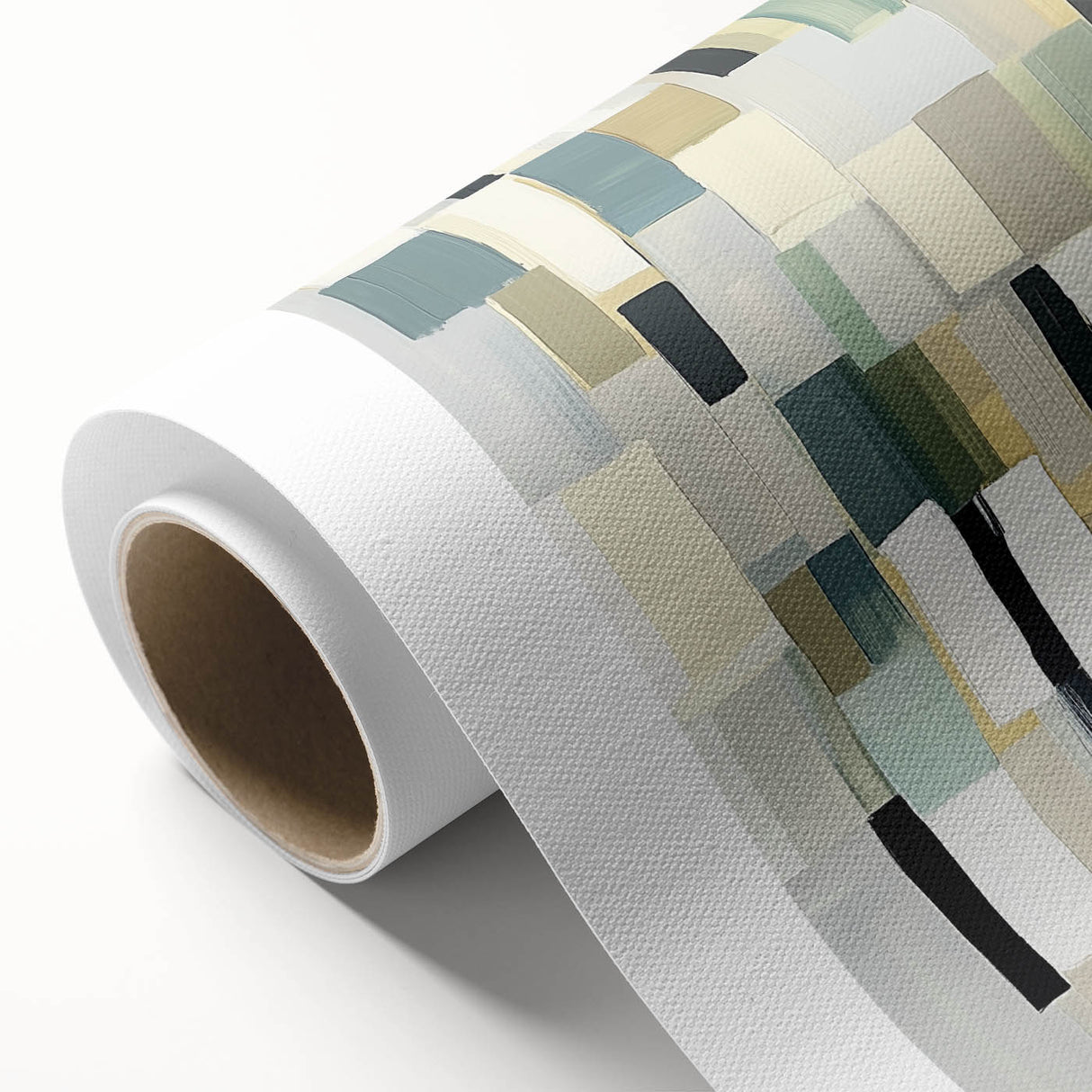 Contemporary Abstract Canvas – Earthy Grid in Olive, Beige & Sage