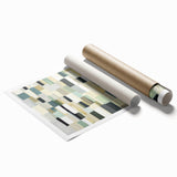 Contemporary Abstract Canvas – Earthy Grid in Olive, Beige & Sage