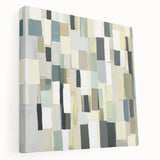 Contemporary Abstract Canvas – Earthy Grid in Olive, Beige & Sage