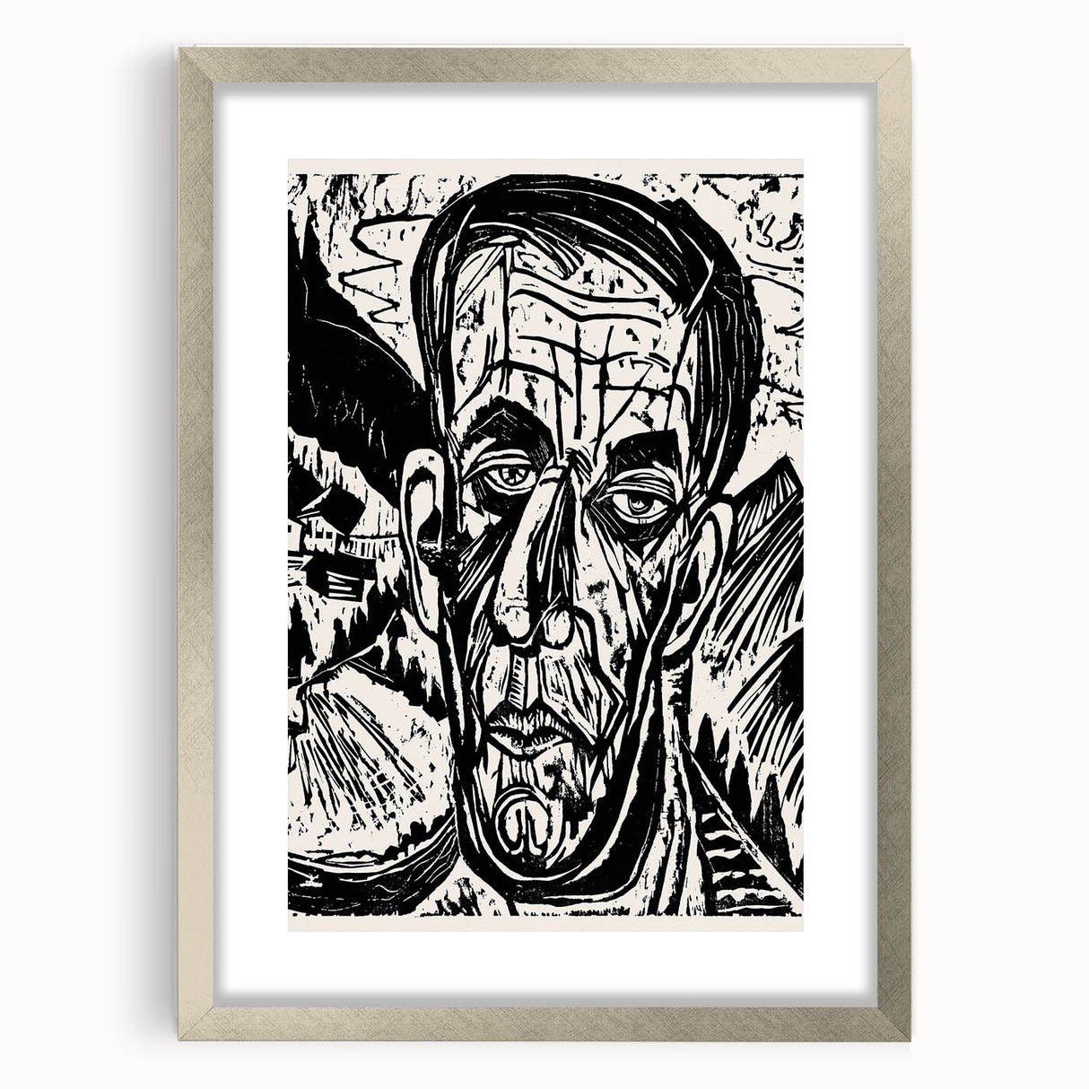 Expressionist Art - Monochrome Landscape Portrait in Bold Design