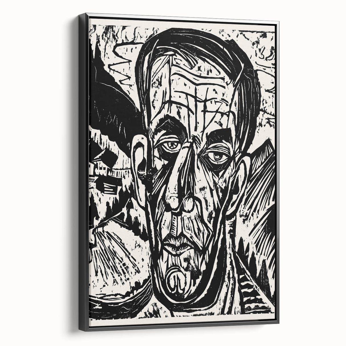Expressionist Art - Monochrome Landscape Portrait in Bold Design