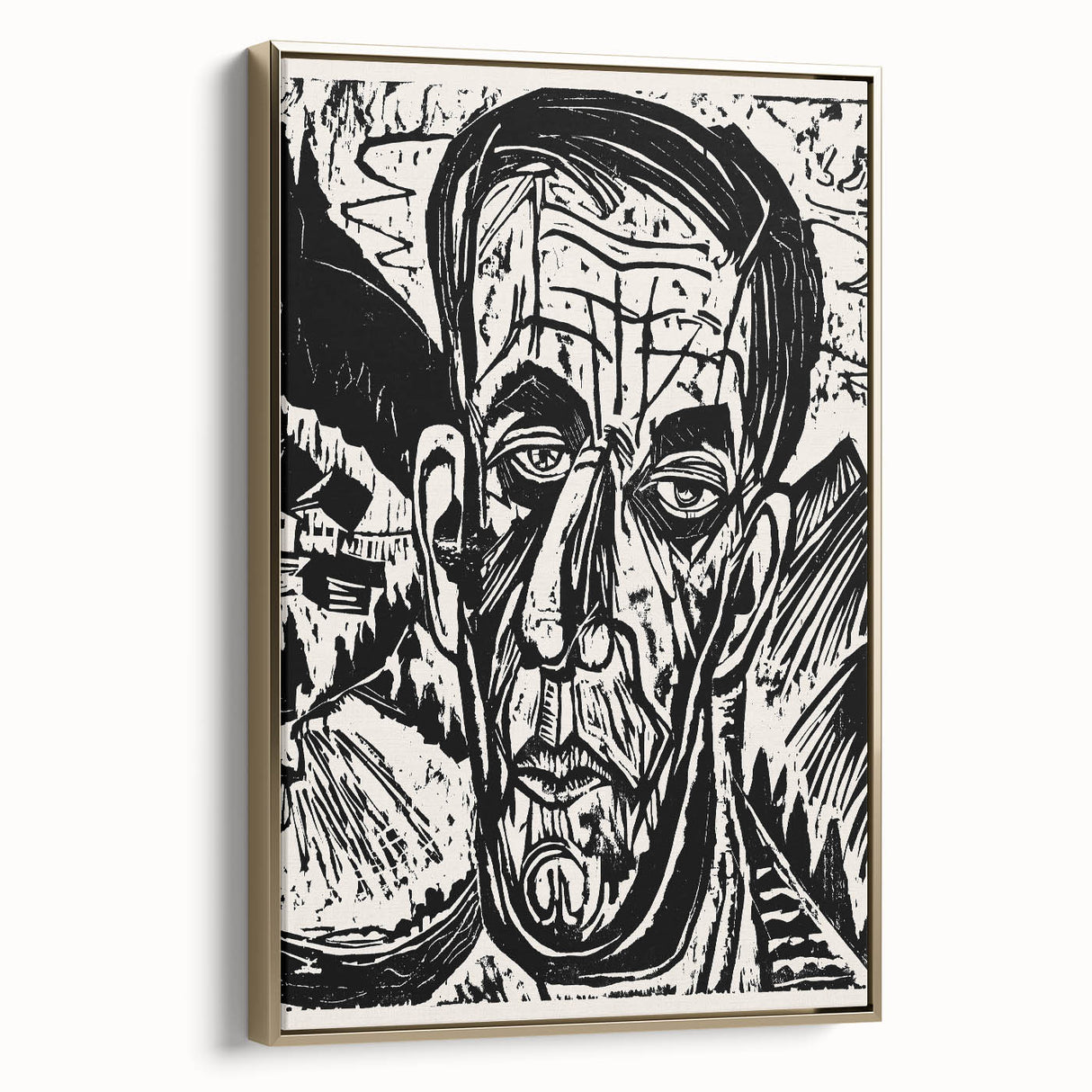 Expressionist Art - Monochrome Landscape Portrait in Bold Design