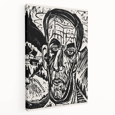 Expressionist Art - Monochrome Landscape Portrait in Bold Design