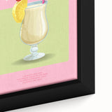 Extra large black wall art featuring colorful, textured food and drink motifs on a framed canvas.