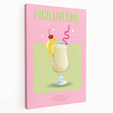 Large stretched canvas depicting assorted colorful fruits and beverages, ideal for kitchen wall art.