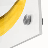 Close-up of large abstract wall art featuring assorted fruits in mid-century modern style, ideal for dining room art.