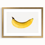 Extra large abstract art print featuring textured fruits in vibrant colors, framed in gold, ideal for living room decor.
