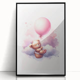 Dreamy Teddy with Balloon Print - Girls Bedroom Wall Art