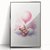Dreamy Teddy with Balloon Print - Girls Bedroom Wall Art
