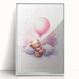 Dreamy Teddy with Balloon Print - Girls Bedroom Wall Art