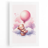 Dreamy Teddy with Balloon Print - Girls Bedroom Wall Art