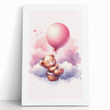 Dreamy Teddy with Balloon Print - Girls Bedroom Wall Art