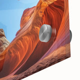 Close-up of vibrant acrylic landscape featuring canyons with rich colors and intricate details, perfect for modern home decor or art enthusiasts.