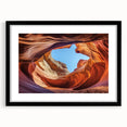 Black-framed landscape art featuring vibrant canyon scenery and a white mat, ideal for home decor, showcasing stunning natural beauty and depth.