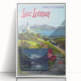 Retro Switzerland Travel Poster – Vintage Lake Geneva Scenic Art
