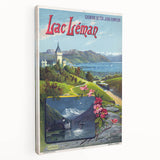 Retro Switzerland Travel Poster – Vintage Lake Geneva Scenic Art