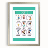 Numbers and Shapes Wall Art - Kids Sports Learning Poster