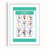 Numbers and Shapes Wall Art - Kids Sports Learning Poster