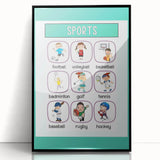 Numbers and Shapes Wall Art - Kids Sports Learning Poster