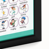 Numbers and Shapes Wall Art - Kids Sports Learning Poster