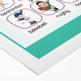 Numbers and Shapes Wall Art - Kids Sports Learning Poster