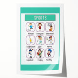 Numbers and Shapes Wall Art - Kids Sports Learning Poster