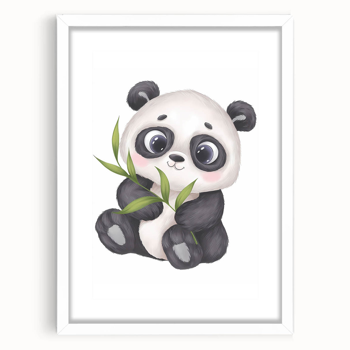Cute Panda Nursery Wall Art – Baby Room & Kids Bamboo Decor Print