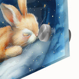 Starry Night Bunny - Kids Room Wall Art Canvas and Framed Options