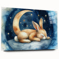 Starry Night Bunny - Kids Room Wall Art Canvas and Framed Options