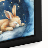 Starry Night Bunny - Kids Room Wall Art Canvas and Framed Options