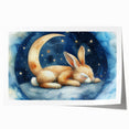 Starry Night Bunny - Kids Room Wall Art Canvas and Framed Options