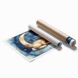 Starry Night Bunny - Kids Room Wall Art Canvas and Framed Options