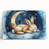 Starry Night Bunny - Kids Room Wall Art Canvas and Framed Options
