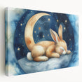 Starry Night Bunny - Kids Room Wall Art Canvas and Framed Options