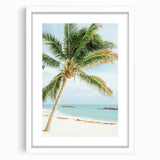 Abstract art print featuring swirling blue and white patterns on a framed canvas, suitable for bedroom or dining room decor.