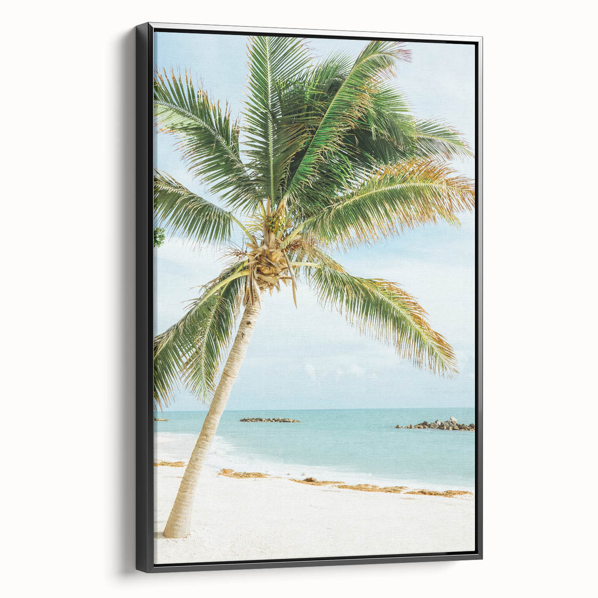 Black and white landscape art painting on framed canvas, featuring a vintage poster style, ideal for bedroom wall decor.