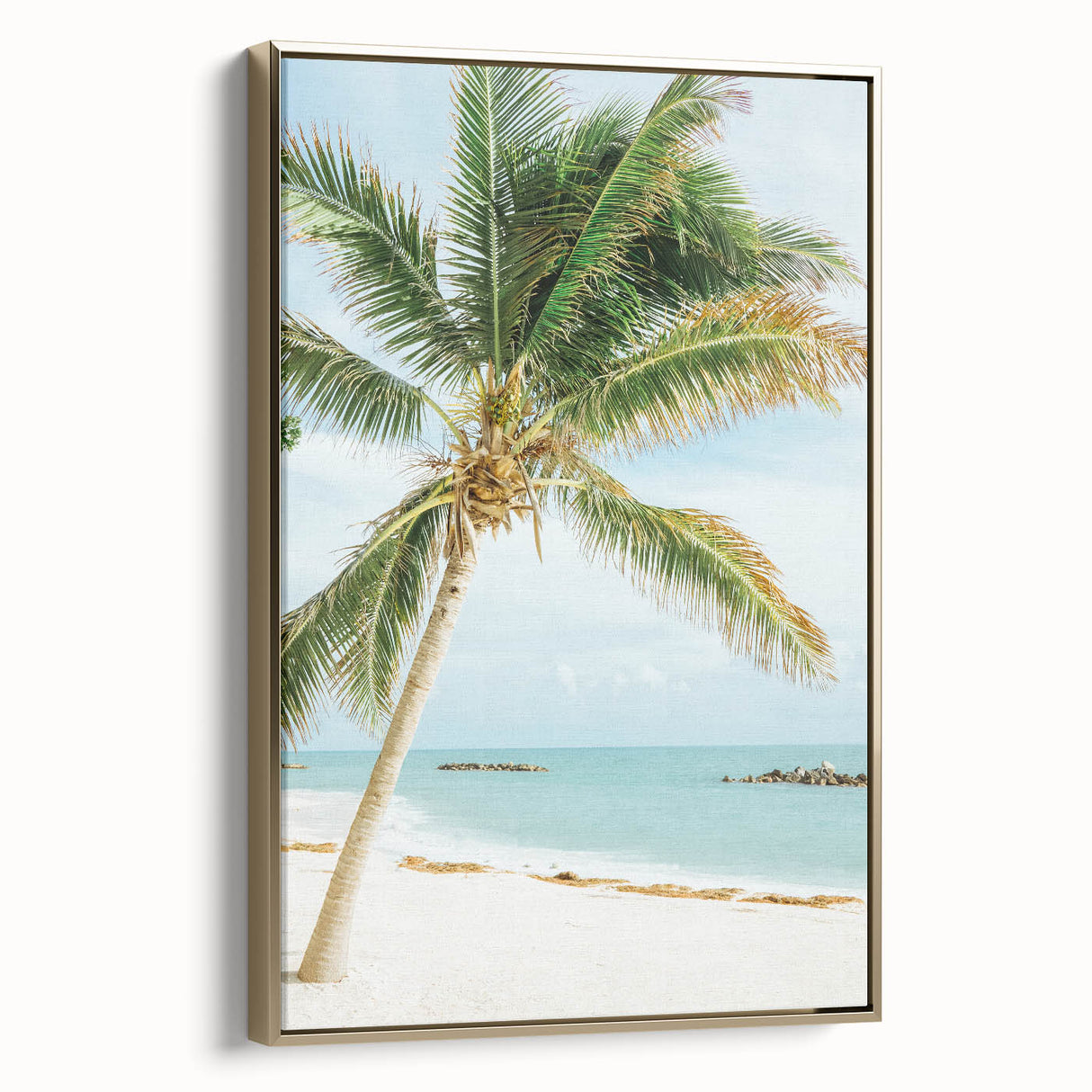 Framed canvas featuring a vintage landscape painting with muted earth tones, ideal for bedroom wall art.