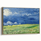 Gold-framed canvas depicting a Van Gogh-style landscape in dark hues, ideal for bedroom wall art.