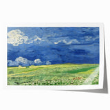 Vincent van Gogh-inspired floral art on a rolled canvas, featuring vibrant blues and yellows, ideal for art wall dining room.