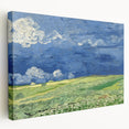 Vincent van Gogh painting reproduction on large stretched canvas, featuring swirling blue and yellow tones.