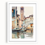 Modern Venetian Scene - Watercolor Bridge Wall Art by Sargent